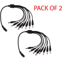 UK PLUS 2 Pack Black 1 Female To 8 Male 5.5Mm X 2.1Mm Cctv Dc Power Supply Splitter Cable