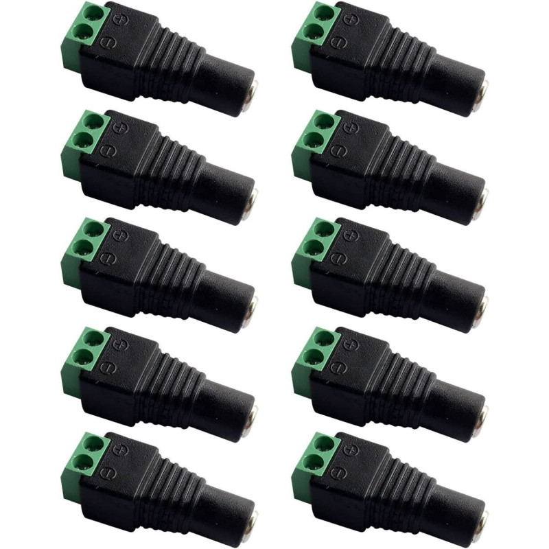 UK PLUS 10 X Female 2.1X5.5Mm Dc Power Cable Jack Adapter Connector Plug Led Strip Cctv Camera Use 12V (10 Female Adapter)