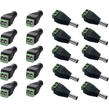 UK PLUS 10 X Male + 10 X Female Dc 2.1X5.5Mm Power Connector Cable Jack Adapter Connector 12V Plug For Led Strip Light And Cctv Camera