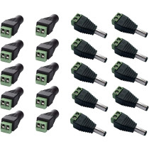 UK PLUS 10 X Male + 10 X Female Dc 2.1X5.5Mm Power Connector Cable Jack Adapter Connector 12V Plug For Led Strip Light And Cctv Camera