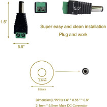UK PLUS 10 X Male + 10 X Female Dc 2.1X5.5Mm Power Connector Cable Jack Adapter Connector 12V Plug For Led Strip Light And Cctv Camera