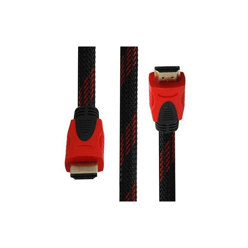 UK PLUS Hdmi Cable 10Metre/33Ft 2.0 Black/Red High Speed With Nylon Braided Cord Supports Ethernet