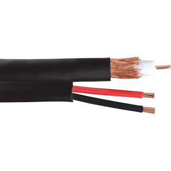 UK PLUS Cable Rg59 305M Siamese Cctv Combo Coaxial Rg59 20 Awg Video + 18/2 18Awg Power Cable Ul Surveillance Color Black