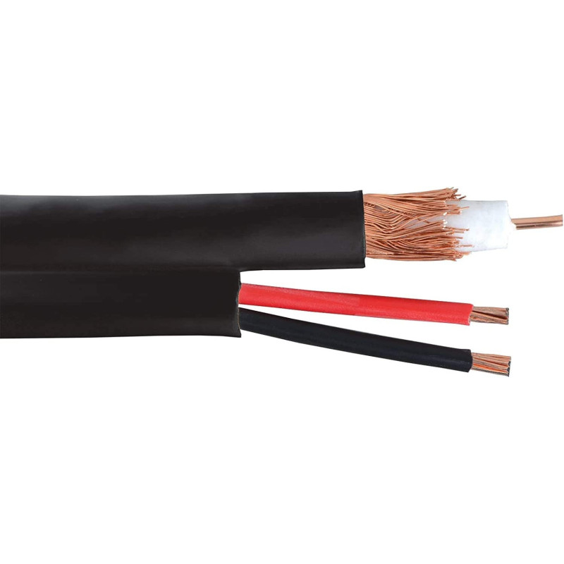 UK PLUS Cable Rg59 305M Siamese Cctv Combo Coaxial Rg59 20 Awg Video + 18/2 18Awg Power Cable Ul Surveillance Color Black