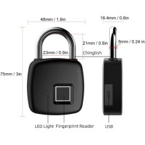 UK PLUS Fingerprint Padlock, Locker Lock, Smart Padlock, Keyless Lock, Intelligent Backpacks Bicycles Sports Lockers Cabinets Doors Padlock Usb Rechargeable (Black)