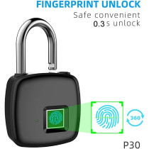 UK PLUS Fingerprint Padlock, Locker Lock, Smart Padlock, Keyless Lock, Intelligent Backpacks Bicycles Sports Lockers Cabinets Doors Padlock Usb Rechargeable (Black)