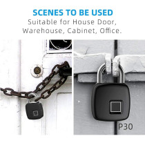 UK PLUS Fingerprint Padlock, Locker Lock, Smart Padlock, Keyless Lock, Intelligent Backpacks Bicycles Sports Lockers Cabinets Doors Padlock Usb Rechargeable (Black)