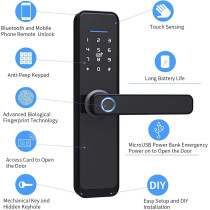 UK PLUS Smart Lock, Door Lock, Fingerprint Door Lock, Unlock With Fingerprint, Code, Card, Key Work With Alexa, Lock App Control, For Home, Office, Apartment