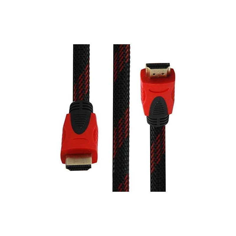 UK PLUS Hdmi Cable 3Metre/10Ft 2.0 Black/Red High Speed With Nylon Braided Cord Supports Ethernet