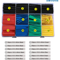 530Pcs/Set Heat Shrink Tubing Insulation Shrinkable Tube Assortment Electronic Polyolefin Ratio 2:1 Wrap Wire Cable Sleeve Kit