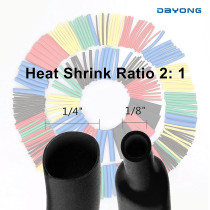 530Pcs/Set Heat Shrink Tubing Insulation Shrinkable Tube Assortment Electronic Polyolefin Ratio 2:1 Wrap Wire Cable Sleeve Kit