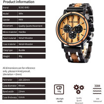 Bobo Bird Mens Wooden Watches Luxury Lightweight Wood Watch Multi-Functional Display Men'S Timepieces, Stylish