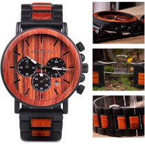 Bobo Bird Men Casual Wrist Watch, Wood & Stainless Steel Watch With Luminous Pointers, Classic Analog Watches With Gift Box