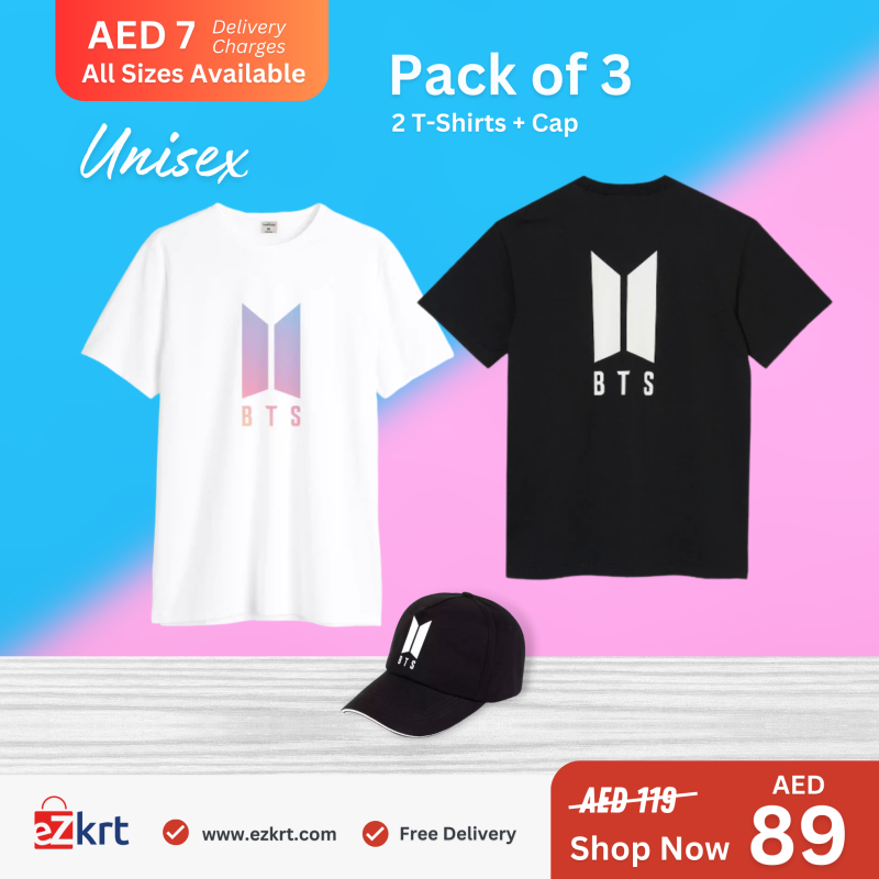 BTS Unisex 2 T-shirt + 1 cap Combo