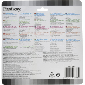 Bestway Underwater Repair Patch 6.5X6.5C, Multi-Colour, 1062091Xxx19, Inflatable Water, 6.5 X 6.5 X 0.1 Cm