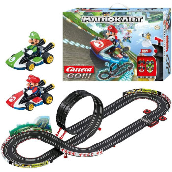 Carrera 20062491 GO!!! Nintendo Mario Kart 8 Rennstrecken-Set | 4,9m elektrische Carrerabahn mit Mario & Luigi Spielzeugautos | mit 2 Handreglern & Streckenteilen | Spielzeug fur Kinder ab 6 Jahren