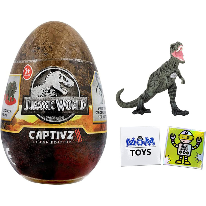 Jurassic World Captivz Clash Dino Egg - Ooze Egg with Collectible Dinosaur Figure Unboxing Adventure Single Pack Bundle - Styles May Vary with 2 My Outlet Mall Stickers