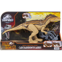 Jurassic World Mega Destroyers Carcharodontosaurus Dinosaur Action Figure, Toy Gift with Movable Joints, Attack and Breakout Feature