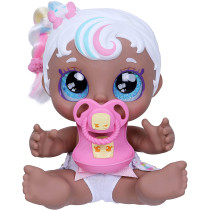 Kindi Kids Mini Mello Scented Kisses Little Sister Official Baby Doll with Big Glitter Eyes, Chubby, Squishy Arms and Legs, Removeable Nappy, Dummy and Bib