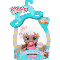 Kindi Kids Mini Mello Scented Kisses Little Sister Official Baby Doll with Big Glitter Eyes, Chubby, Squishy Arms and Legs, Removeable Nappy, Dummy and Bib