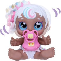 Kindi Kids Mini Mello Scented Kisses Little Sister Official Baby Doll with Big Glitter Eyes, Chubby, Squishy Arms and Legs, Removeable Nappy, Dummy and Bib