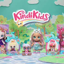 Kindi Kids Mini Mello Scented Kisses Little Sister Official Baby Doll with Big Glitter Eyes, Chubby, Squishy Arms and Legs, Removeable Nappy, Dummy and Bib