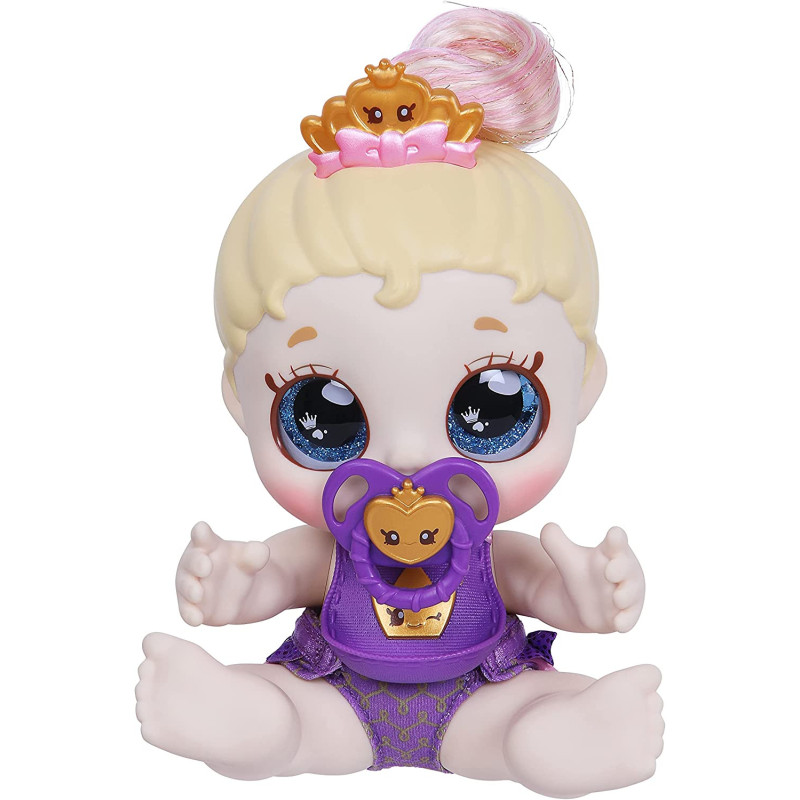 Kindi Kids Teenie Tiara Scented Kisses Little Sister Official Baby Doll with Big Glitter Eyes, Chubby, Squishy Arms and Legs, Removeable Nappy, Dummy and Bib