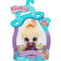 Kindi Kids Teenie Tiara Scented Kisses Little Sister Official Baby Doll with Big Glitter Eyes, Chubby, Squishy Arms and Legs, Removeable Nappy, Dummy and Bib