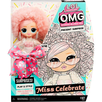 L.O.L. Surprise! Omg Present Surprise Series 2 Fashion Doll Miss Celebrate With 20 Surprises Great Gift For Kids Ages 4+, Multicolor
