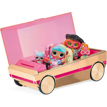 L.O.L. Surprise! 118305EUc 3-In-1 Party Cruiser Car-With Surprise Pool, Dance Floor, & Magic Black Lights-Rose Gold With Pink Trim-Fits Lol Surprise & Omg Dolls-Collectable