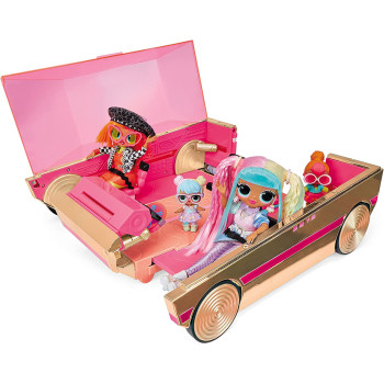 L.O.L. Surprise! 118305EUc 3-In-1 Party Cruiser Car-With Surprise Pool, Dance Floor, & Magic Black Lights-Rose Gold With Pink Trim-Fits Lol Surprise & Omg Dolls-Collectable