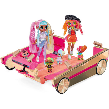 L.O.L. Surprise! 118305EUc 3-In-1 Party Cruiser Car-With Surprise Pool, Dance Floor, & Magic Black Lights-Rose Gold With Pink Trim-Fits Lol Surprise & Omg Dolls-Collectable