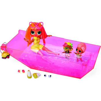 L.O.L. Surprise! 118305EUc 3-In-1 Party Cruiser Car-With Surprise Pool, Dance Floor, & Magic Black Lights-Rose Gold With Pink Trim-Fits Lol Surprise & Omg Dolls-Collectable