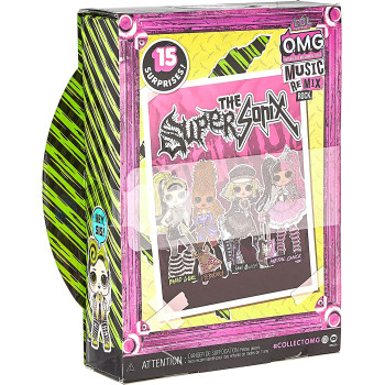L.O.L. Surprise! OMG Remix Rock BGurl/Drm Fashion Doll with 15 Surprises Including Drums, Outfit, Shoes, Hair Brush, Doll Stand, Lyric Magazine, and Record Player