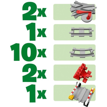 LEGO 10882 DUPLO Town Train Tracks Building Set with Red Action Brick