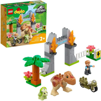 LEGO 10939 DUPLO Jurassic World T. rex and Triceratops Dinosaur Breakout Toy for Boys & Girls Age 2, New 2021