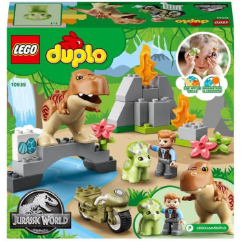 LEGO 10939 DUPLO Jurassic World T. rex and Triceratops Dinosaur Breakout Toy for Boys & Girls Age 2, New 2021