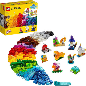 LEGO 11013 Classic Creative Transparent Bricks Building Set With Animals For Kids 4+