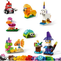 LEGO 11013 Classic Creative Transparent Bricks Building Set With Animals For Kids 4+