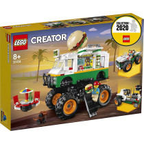 LEGO 31104 Creator 3-In-1 Monster Burger Truck Toy, Off Roader, Tractor Hauler Building Set, Vehicle Collection