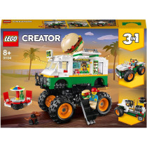 LEGO 31104 Creator 3-In-1 Monster Burger Truck Toy, Off Roader, Tractor Hauler Building Set, Vehicle Collection