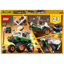 LEGO 31104 Creator 3-In-1 Monster Burger Truck Toy, Off Roader, Tractor Hauler Building Set, Vehicle Collection