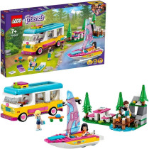 LEGO 41681 Friends Forest Camper Van And Sailboat Camping Adventure Building Set With Boat Toy And Raccoon Animal Figure, New 2021