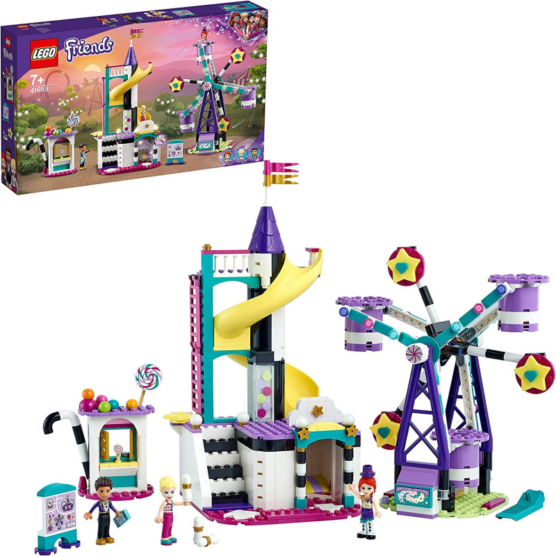 LEGO 41689 Friends Magical Funfair Ferris Wheel and Slide Playset, Amusement Park Toy for Kids with Magic Trick, New 2021