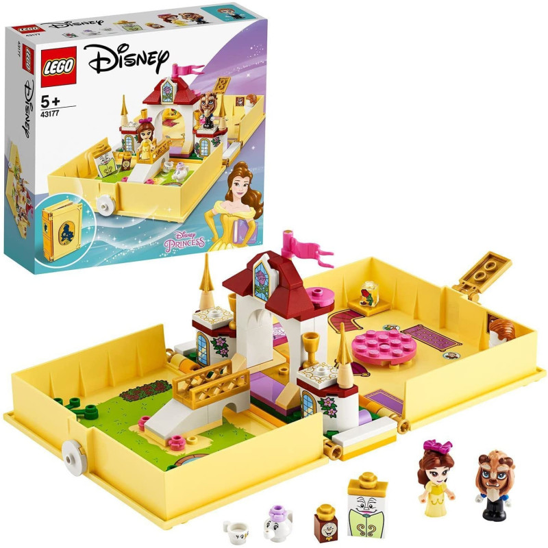 LEGO 43177 Disney Princess Belle's Storybook Adventures Castle Set from Beauty and the Beast Movie, Travel Case Toy