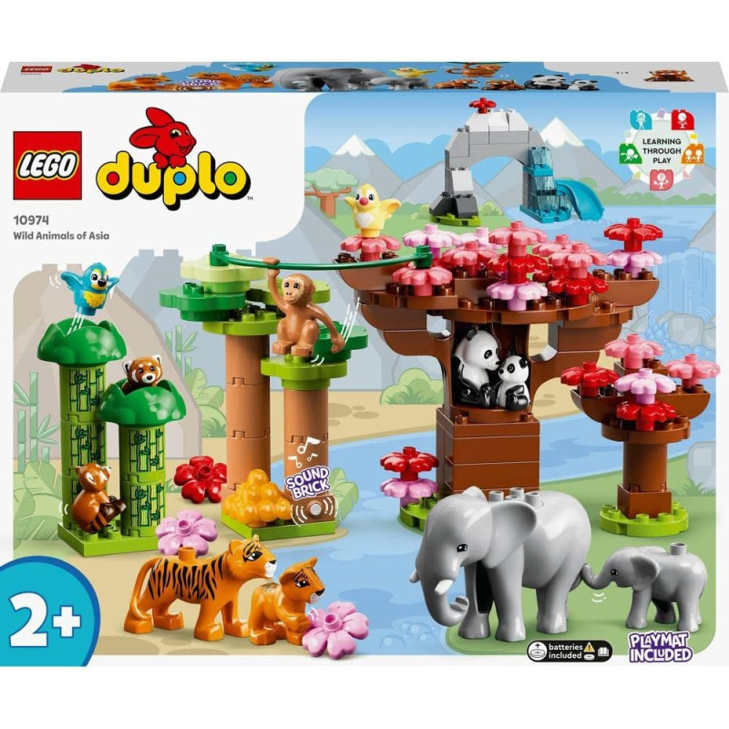 LEGO 10974 Duplo Wild Animals Of Asia With Panda & Elephant Baby Animal Toy Figures Plus Sounds, Toys For Toddlers And Kids Age 2-5