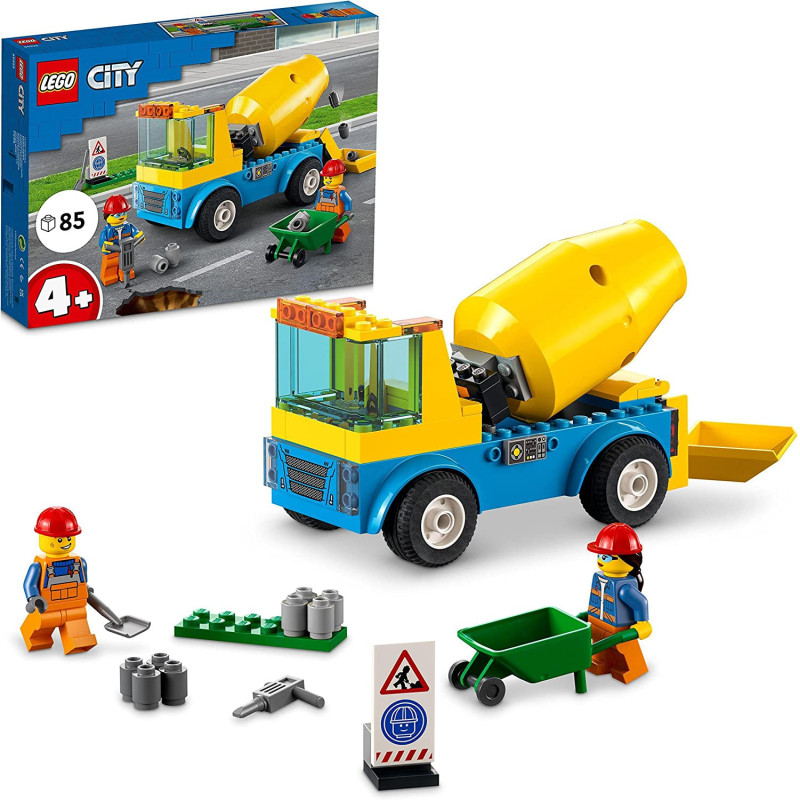 LEGO City Cement Mixer Truck 60325 Building Kit Realistic Toy Construction Vehicle For Kids Aged 4+ (85 Pieces)