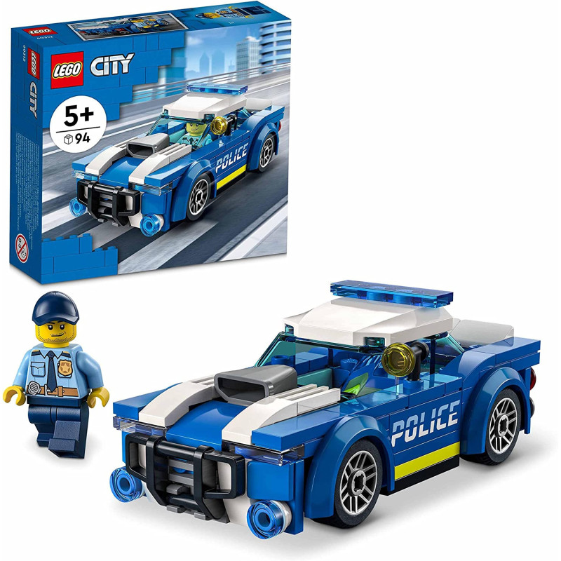LEGO City Police Car 60312 Building Kit For Kids Aged 5 And Up Includes A Police Officer Minifigure With A Toy Flashlight And A Police Cap (94 Pieces)