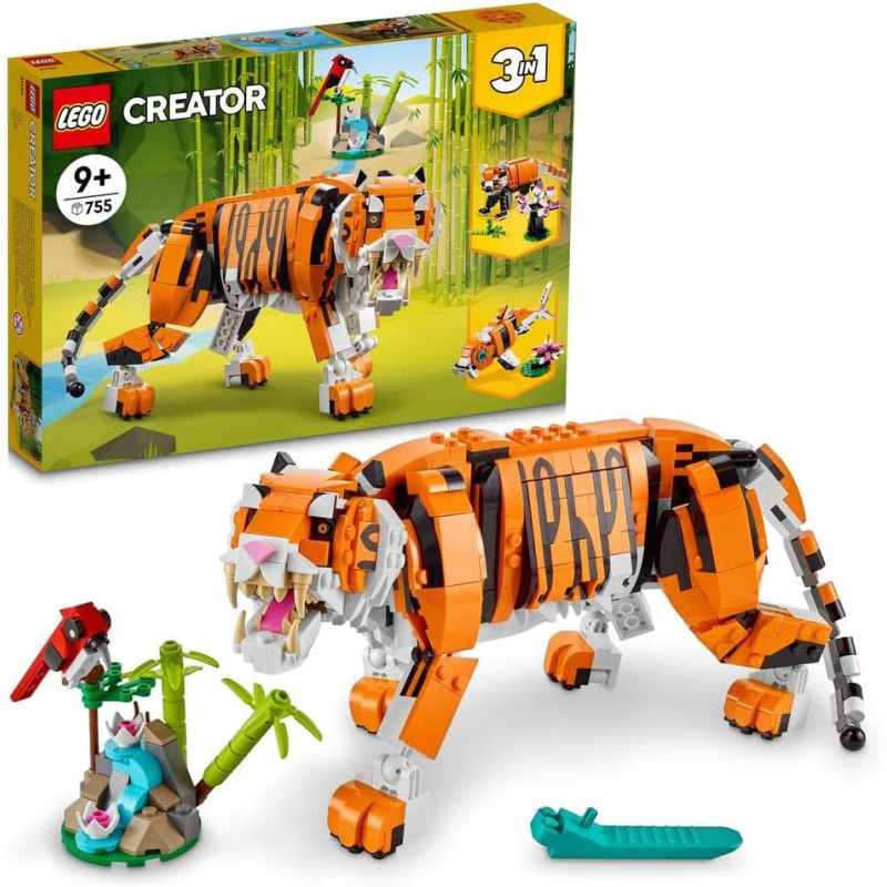 LEGO Creator 3In1 Majestic Tiger 31129 Building Kit Animal Toys For Kids, Featuring A Tiger, Panda And Koi Fish Creative Gifts For Kids