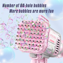 LIMOS Gatling Bubble Machine for Toddlers,60-Hole Rocket Launcher Shape Bubble Maker,Cool Automatic Gatling Bubble Maker Gun, (Pink)